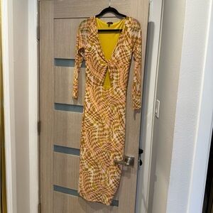 AFRM Pink and Yellow Long Sleeve Dress